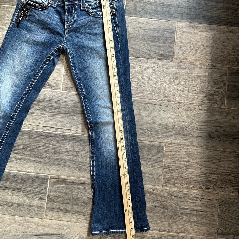 Miss Me Dark Blue Boot Cut Jeans with Embellishments - Picture 3 of 16